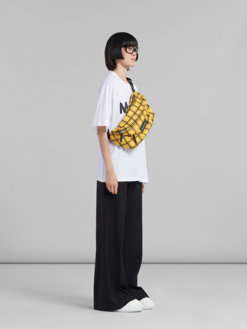 Marni Bio Bomull T-shirt With Logo Vita | FSEHY93629