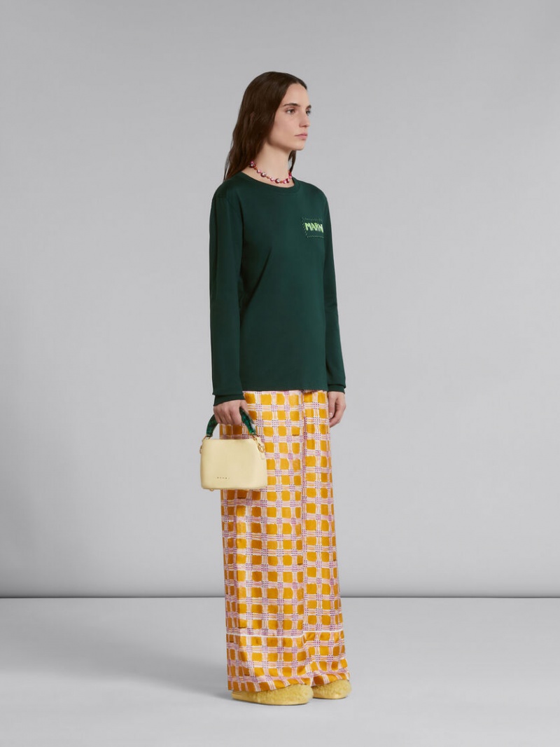 Marni Bio-cotton T-shirt With Logo Print Gröna | SEJVR11899