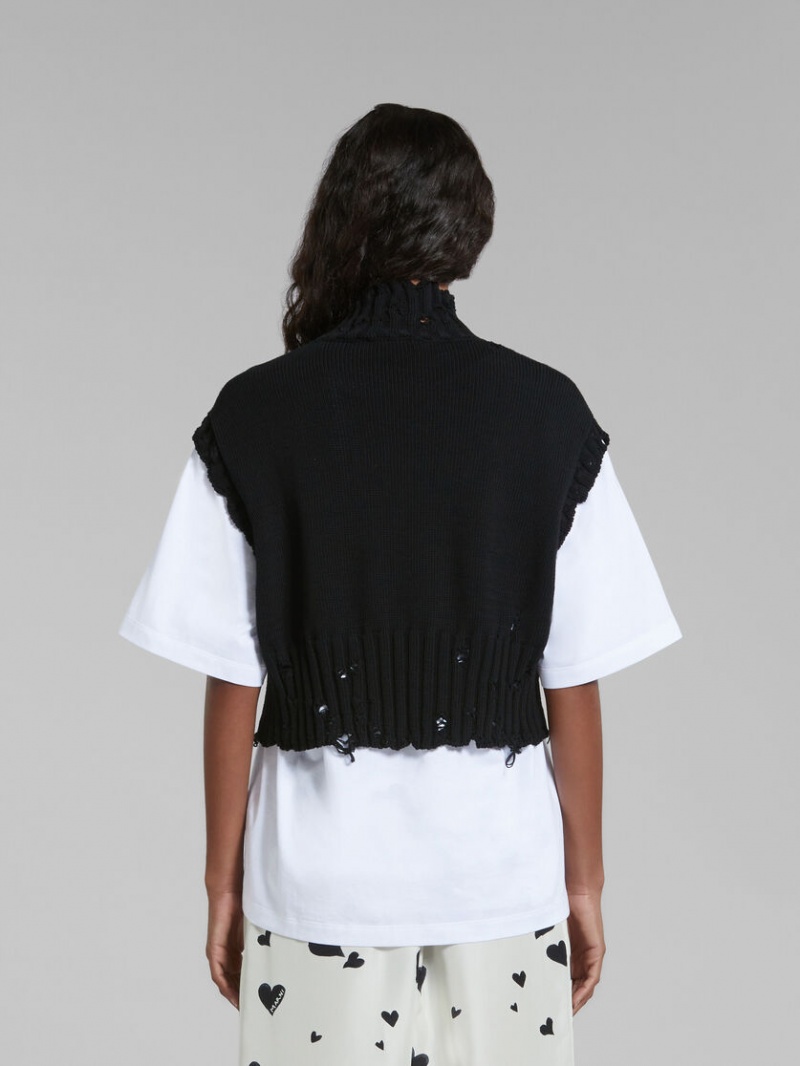 Marni Bomull Cropped Vest Svarta | SEXBR31430