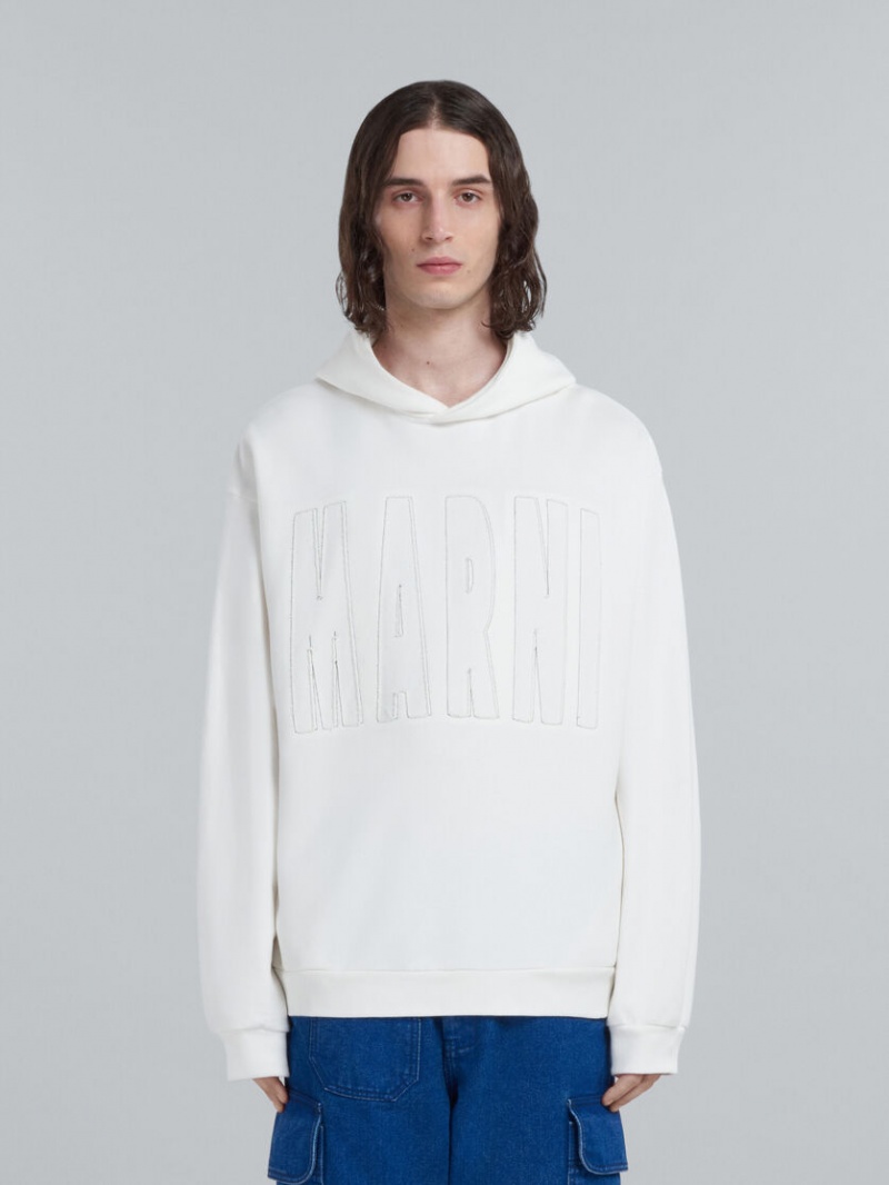 Marni Bomull Sweatshirt With Marni Logo Vita | SEEAH36979