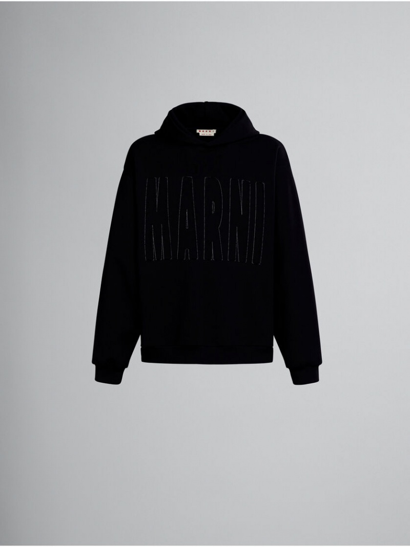 Marni Bomull Sweatshirt With Marni Logo Svarta | SEDFL53935