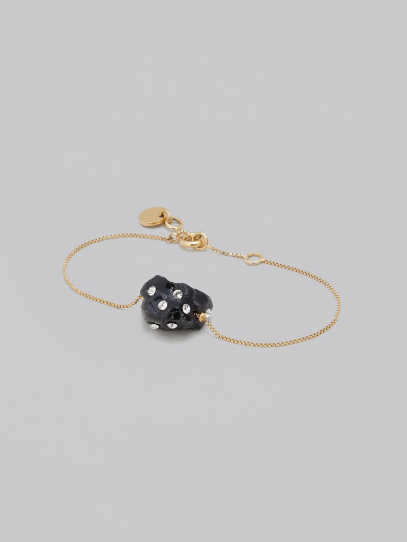 Marni Bracelet With Rhinestone Polka Dots Svarta Obsidian | YSEVQ81087