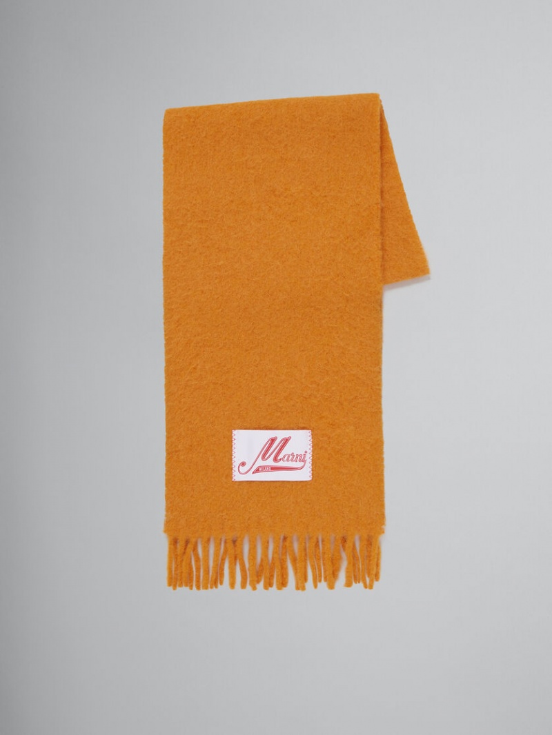 Marni Brushed Alpaca Scarf With Fringes Gula | XSEGW13358