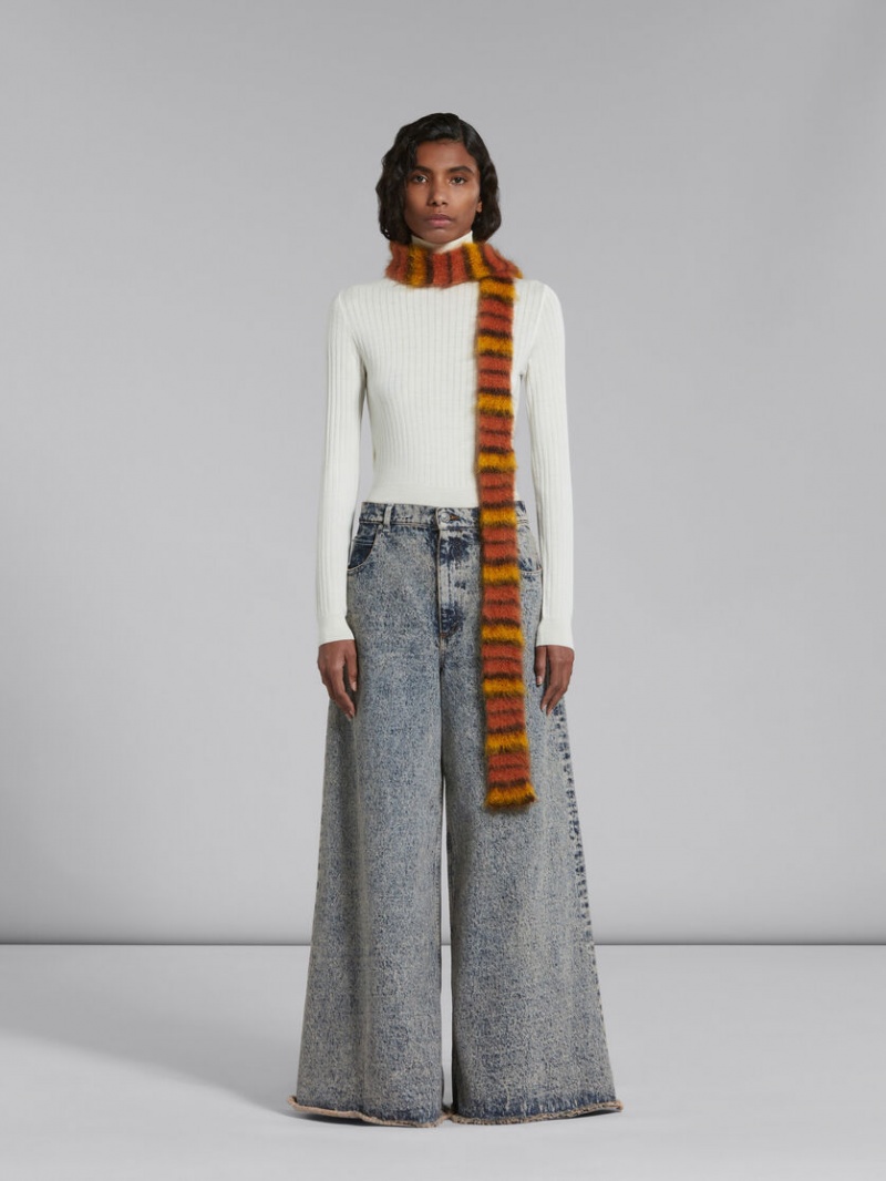 Marni Brushed Mohair And Ull Scarf Orange Bruna | YSEVQ73685