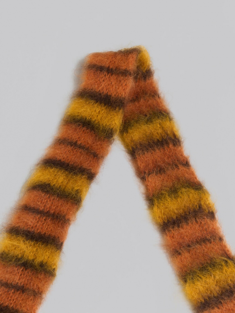 Marni Brushed Mohair And Ull Scarf Orange Bruna | YSEVQ73685