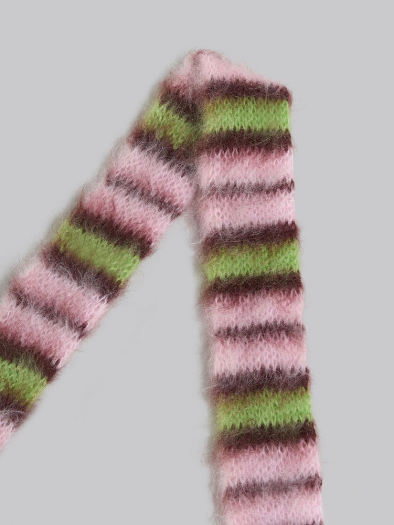 Marni Brushed Mohair And Ull Scarf Rosa Gröna | BSESD27993