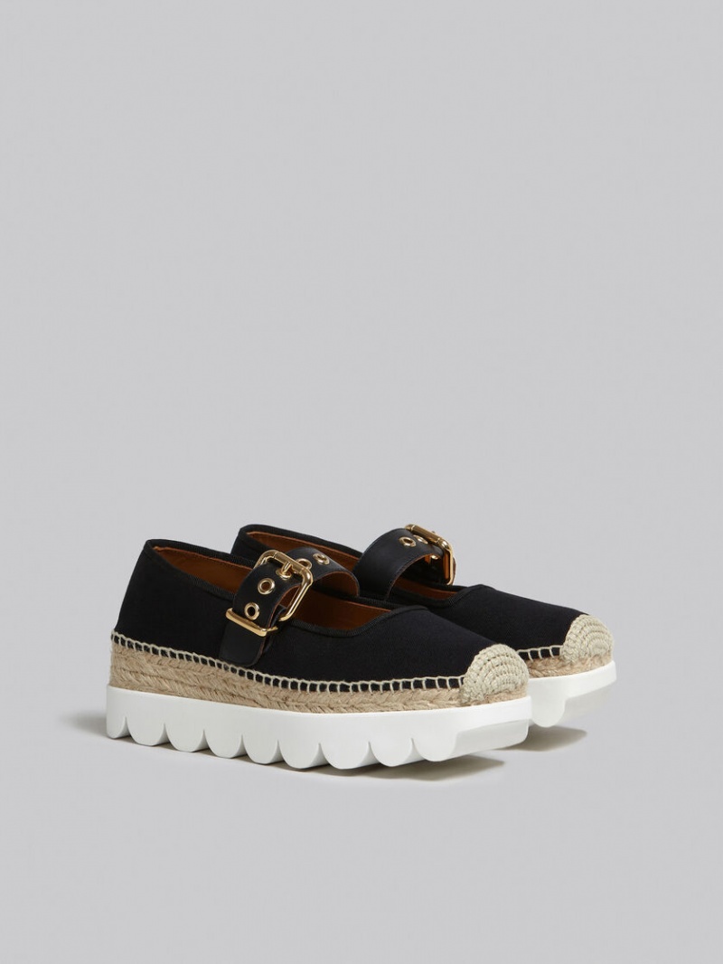 Marni Canvas Petal Espadrillas Svarta | DSEVO98762