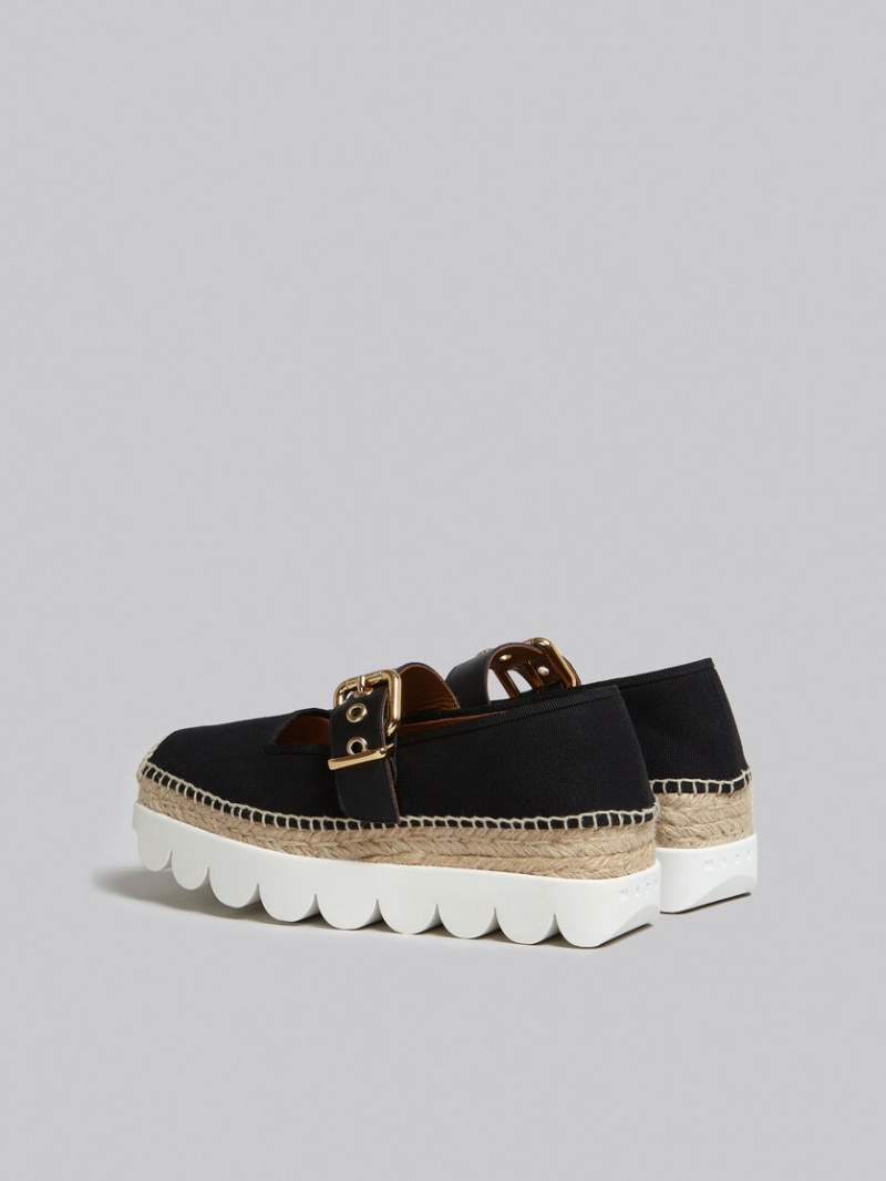 Marni Canvas Petal Espadrillas Svarta | DSEVO98762