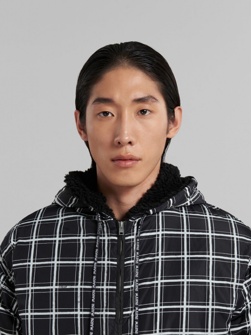 Marni Checked Nylon Jacket Svarta | LSESX43273