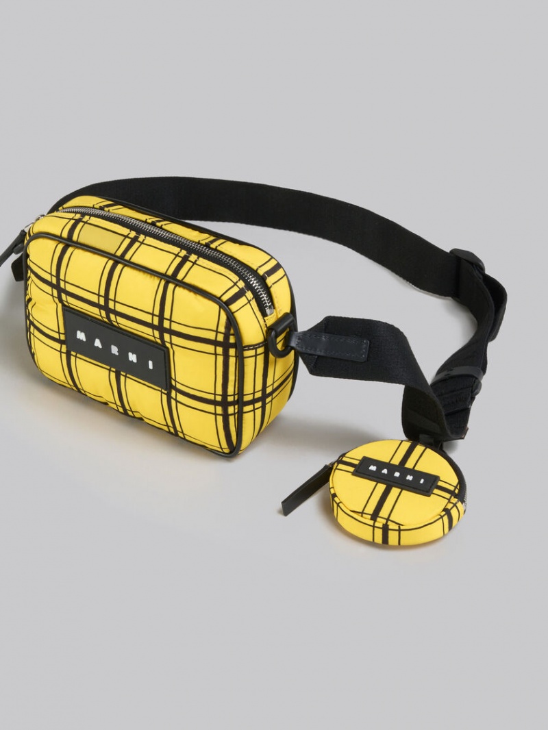 Marni Checked Nylon Puff Camera Bag Gula | ESEVG93141