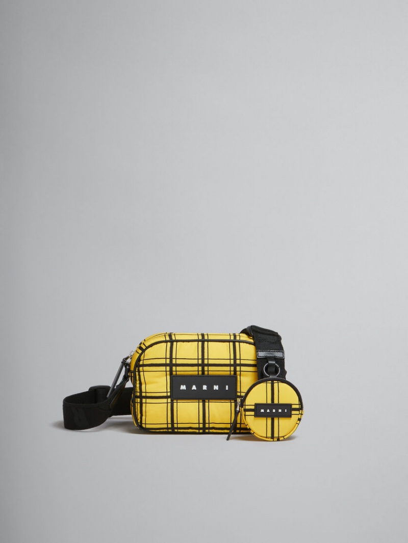 Marni Checked Nylon Puff Camera Bag Gula | ESEVG93141