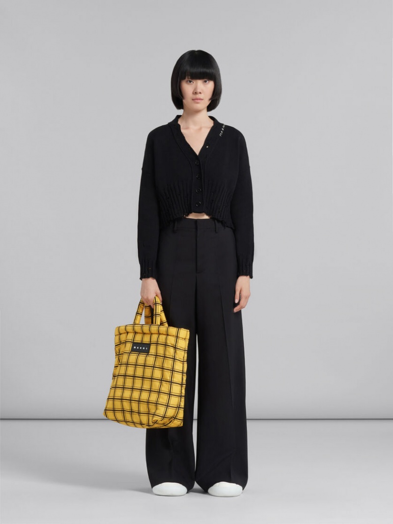 Marni Checked Nylon Puff Gula | FSEUI96297