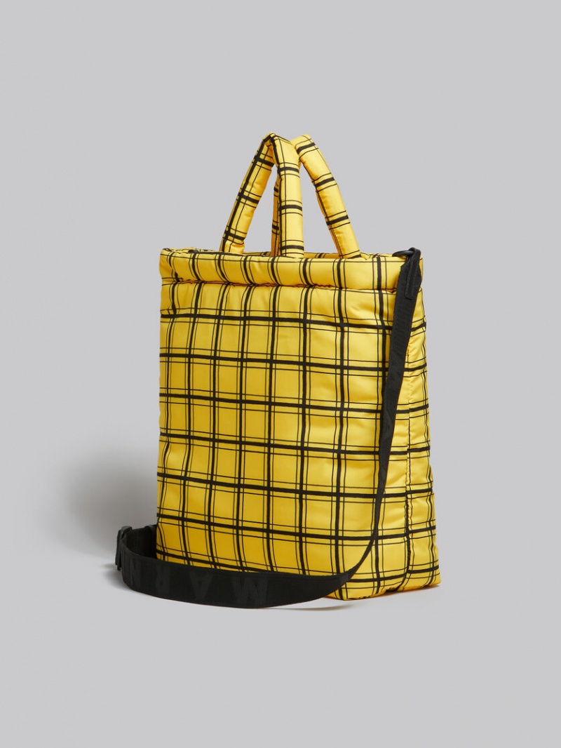 Marni Checked Nylon Puff Gula | FSEUI96297