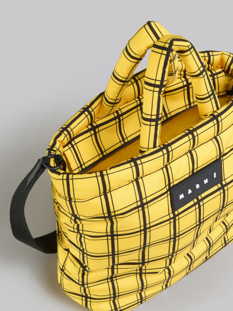 Marni Checked Nylon Puff Gula | FSEUI96297