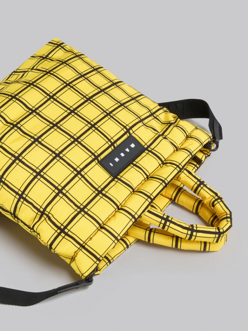 Marni Checked Nylon Puff Gula | FSEUI96297