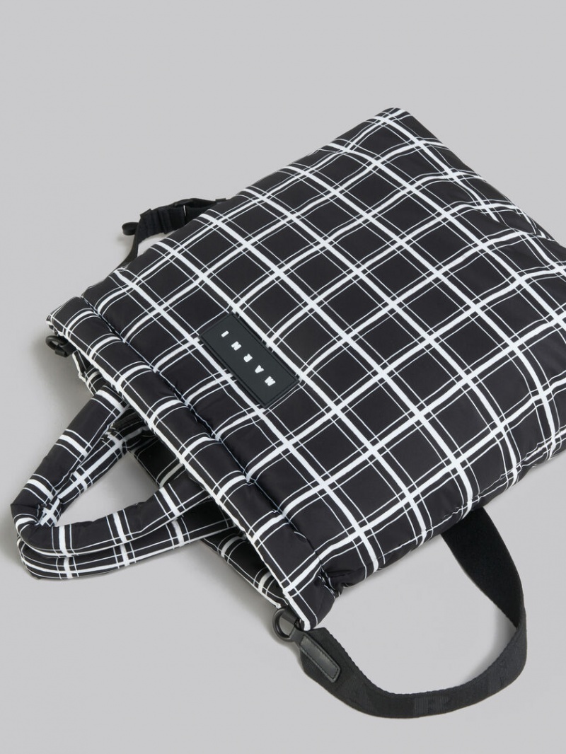 Marni Checked Nylon Puff Svarta | YSEVQ62149