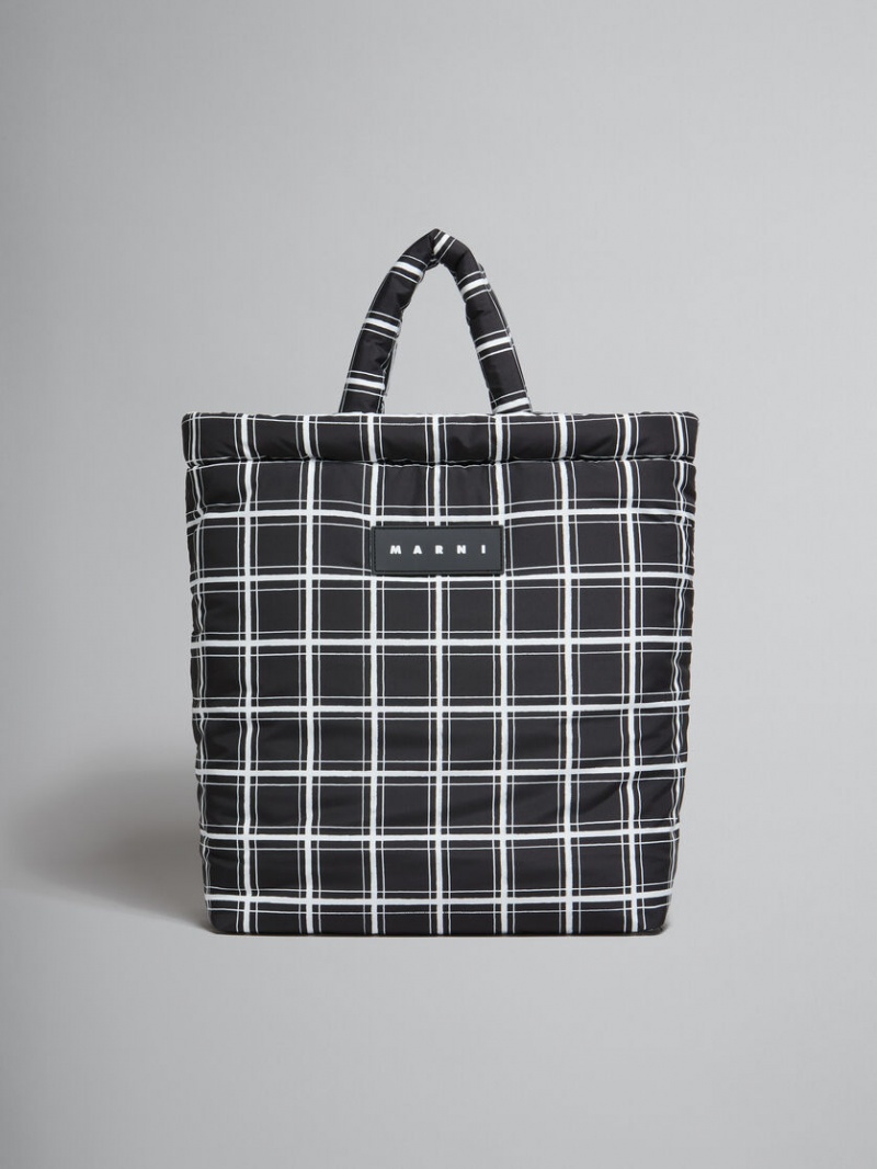 Marni Checked Nylon Puff Svarta | YSEVQ62149