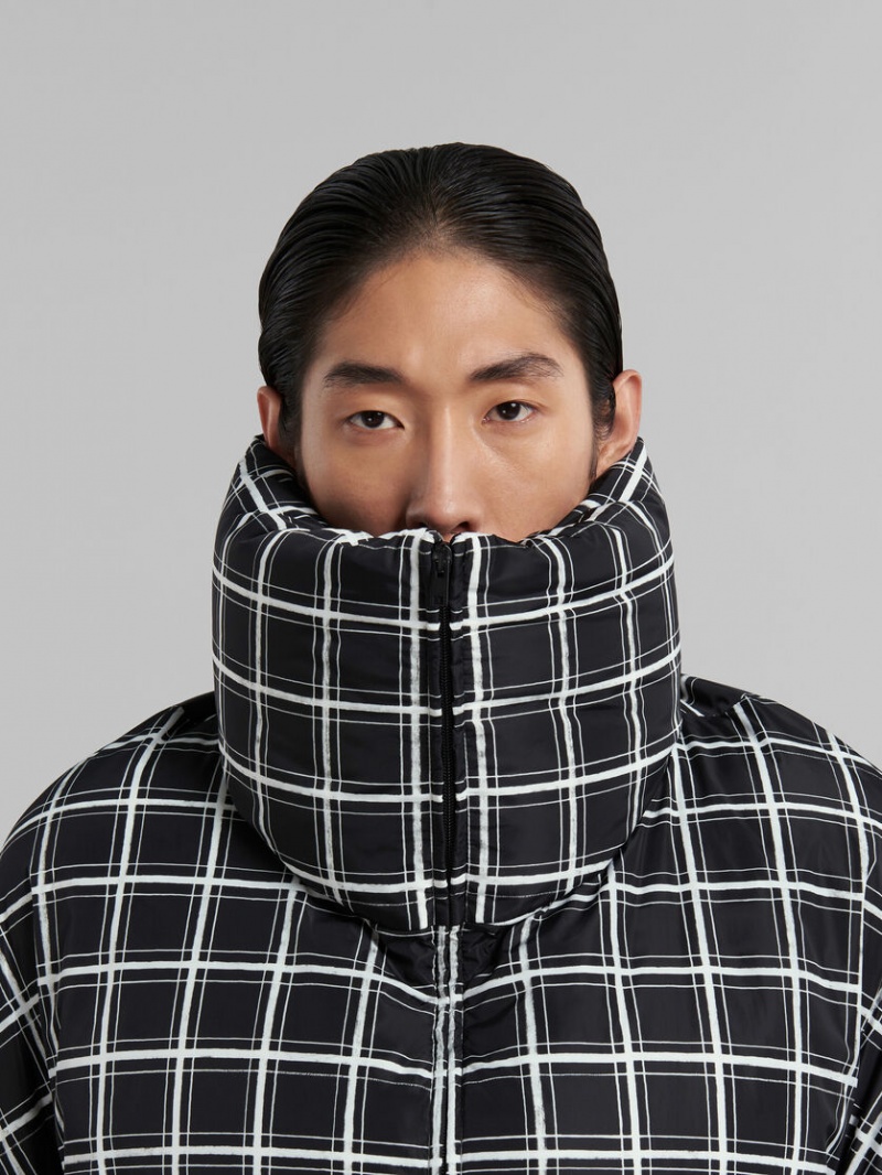 Marni Checked Oversized Down Jacket Svarta | SEIIZ60551