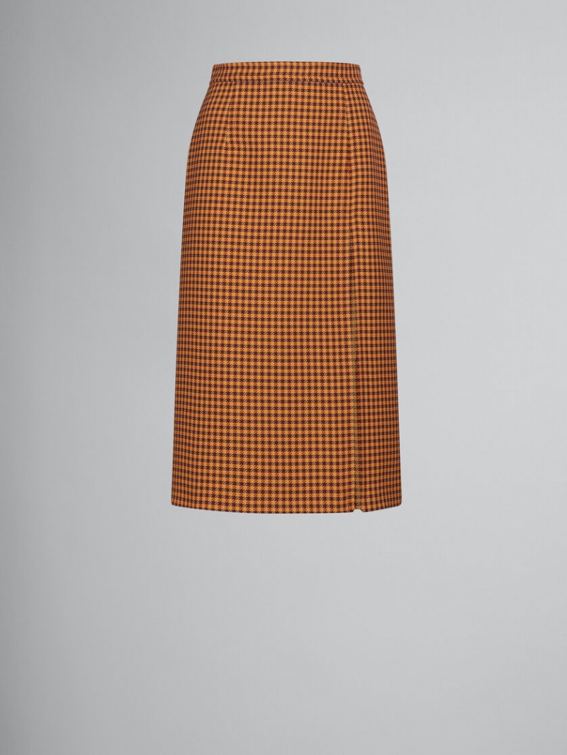 Marni Checked Skirt Orange Vinröda | SECVG88599