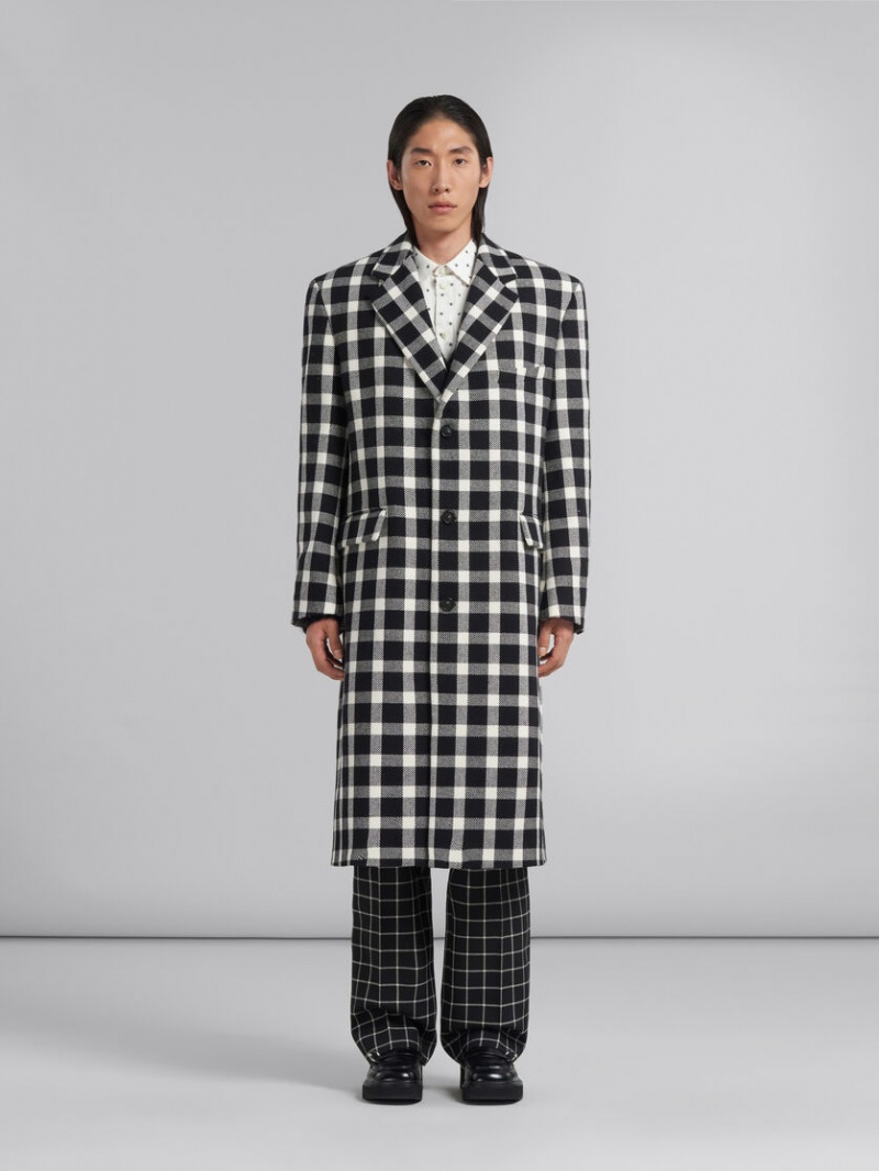 Marni Checked Ull Coat Svarta | GSEUC20170