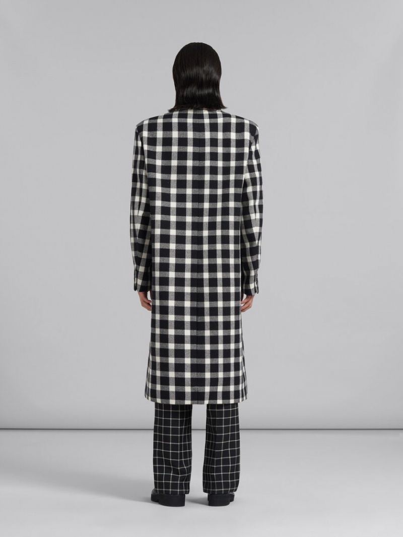 Marni Checked Ull Coat Svarta | GSEUC20170