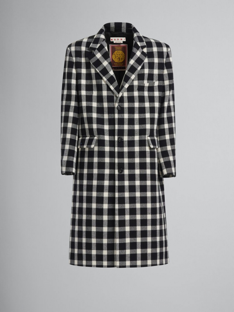 Marni Checked Ull Coat Svarta | GSEUC20170