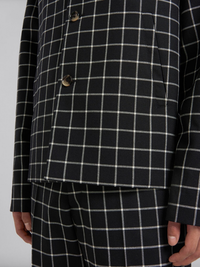 Marni Checked Ull Jacket Svarta | TSEWZ93672