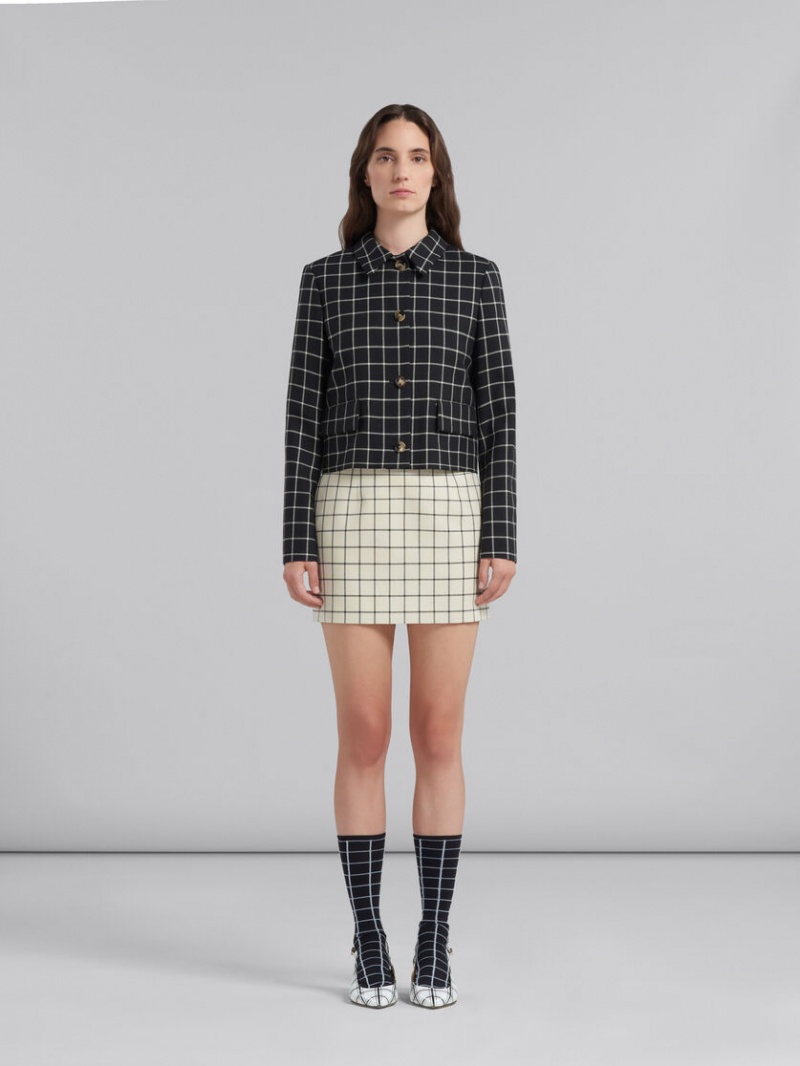 Marni Checked Ull Mini Skirt Vita | QSEWA25421