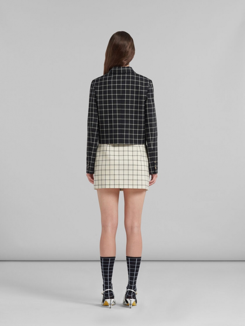 Marni Checked Ull Mini Skirt Vita | QSEWA25421