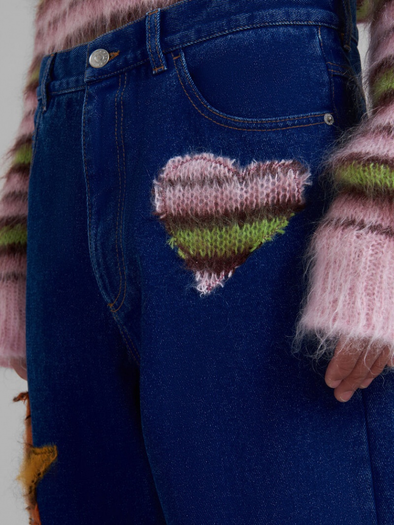 Marni Coated Denim Jeans With Mohair Patches Blå | SEICD46530