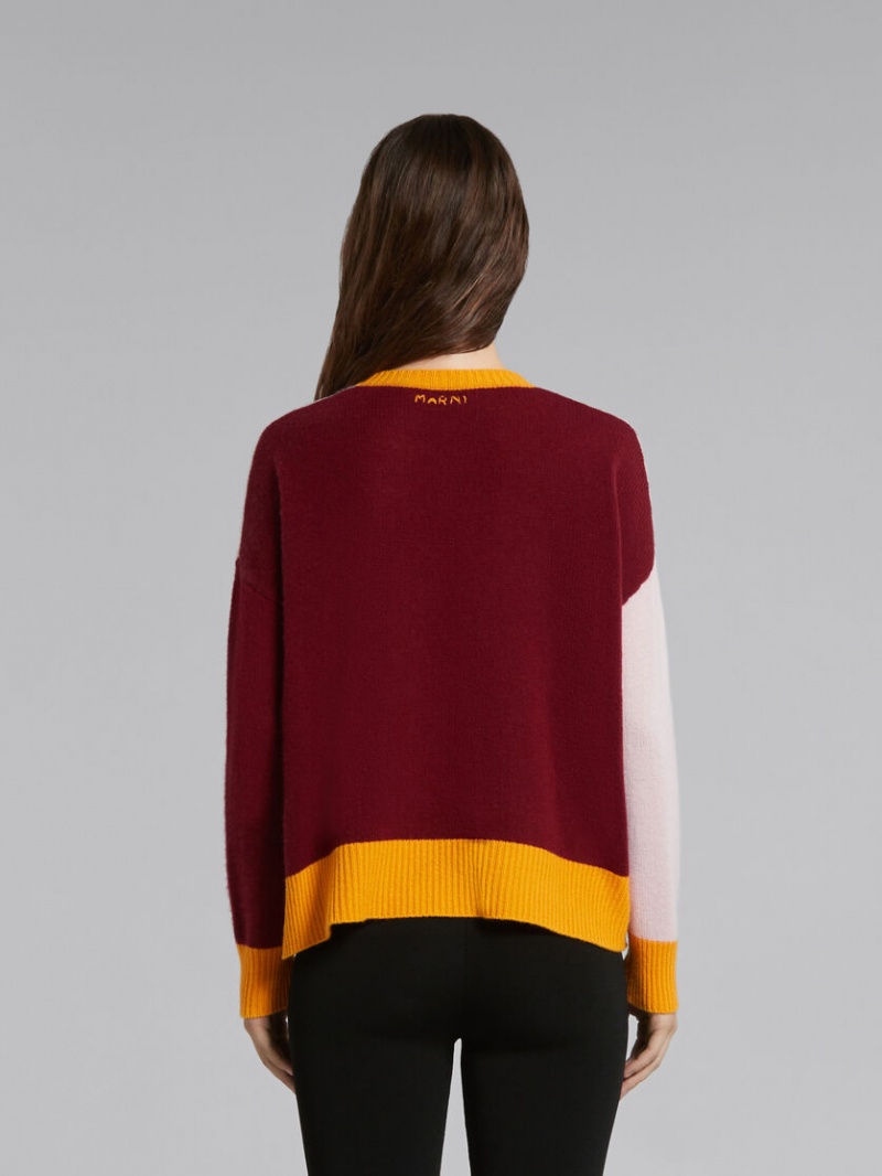 Marni Colour-block Cashmere Jumper Rosa | USETG58899