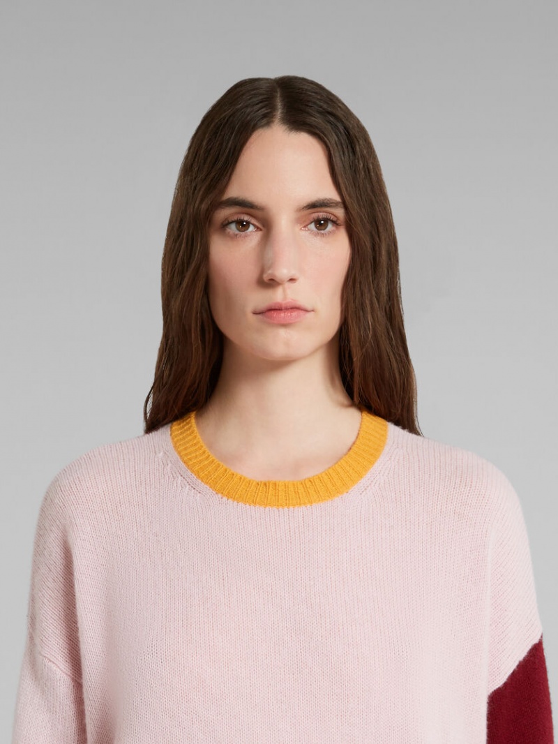 Marni Colour-block Cashmere Jumper Rosa | USETG58899