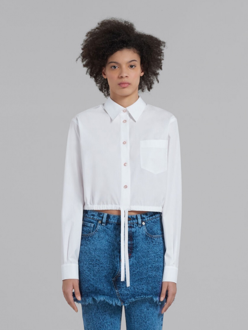 Marni Cropped Shirt In Bio Poplin Vita | ASEDF20319