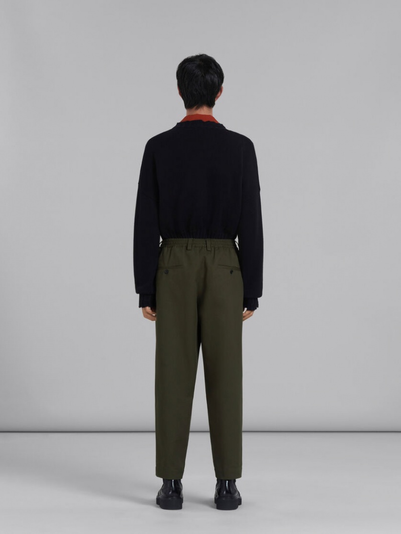 Marni Cropped Trousers Gabardine Gröna | MSEFT84782