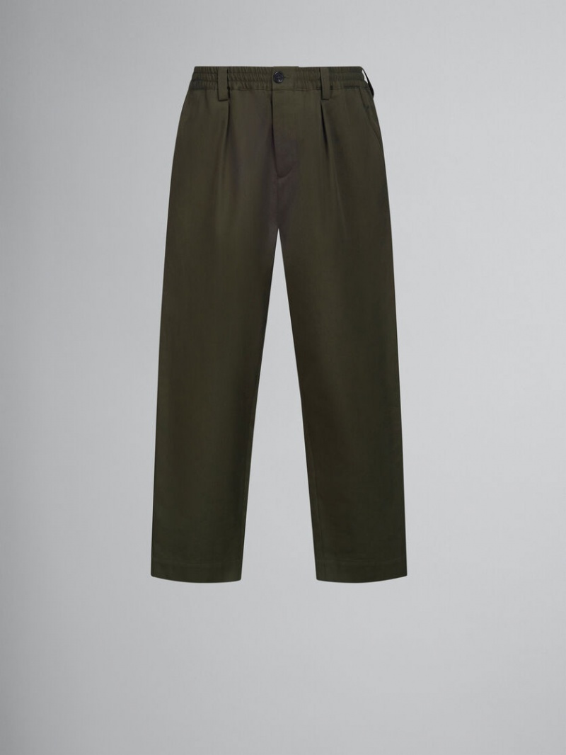 Marni Cropped Trousers Gabardine Gröna | MSEFT84782