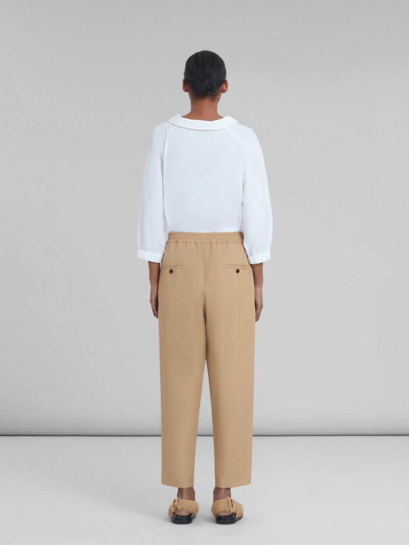 Marni Cropped Trousers In Beige Tropical Ull Beige | XSEBH23447