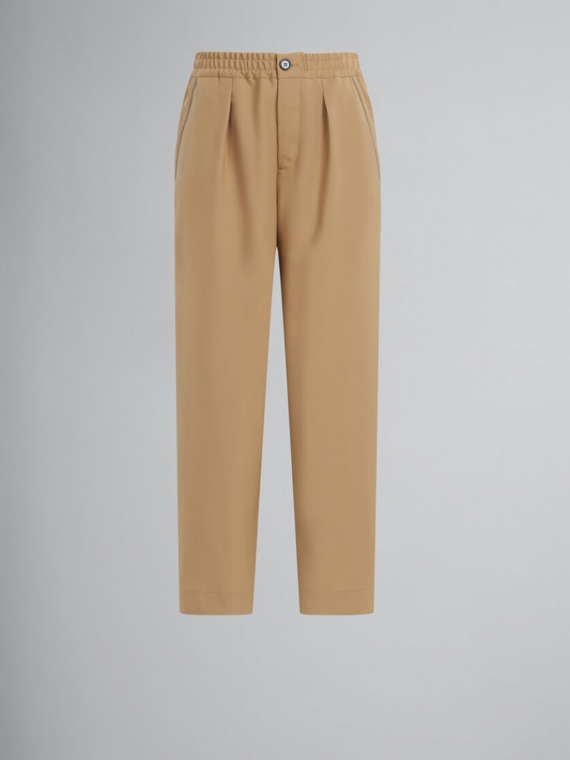 Marni Cropped Trousers In Beige Tropical Ull Beige | XSEBH23447