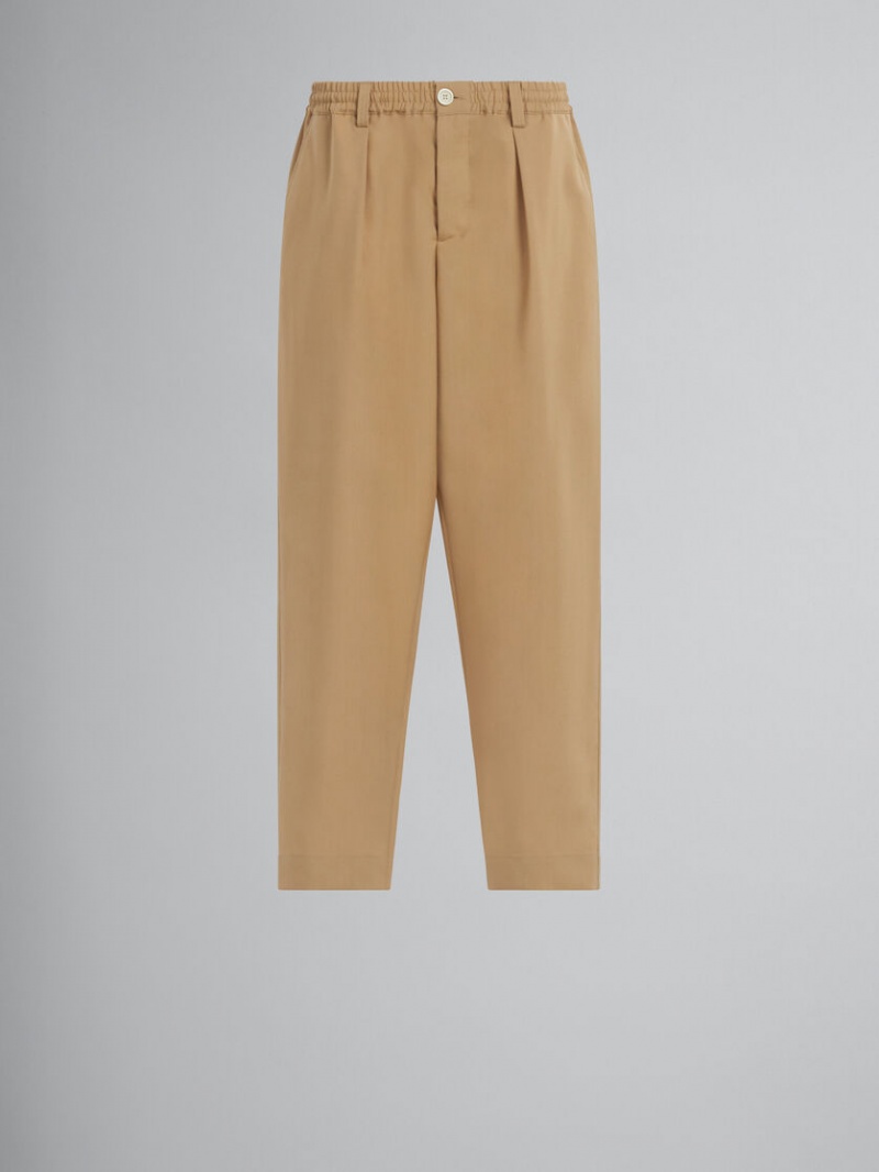 Marni Cropped Trousers In Tropical Ull Beige | SEQCS43025