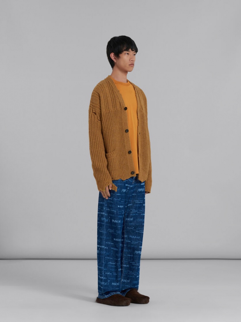 Marni Denim Hetero Trousers With Mega Marni Print Blå | ZSENQ59990