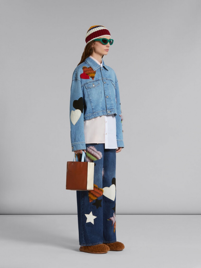 Marni Denim Jacket With Patches Blå | SEJZR30286