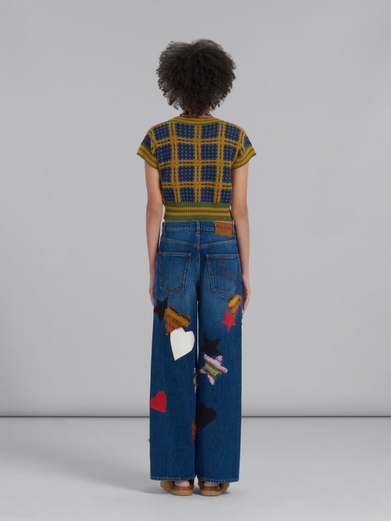 Marni Denim Trousers With Patches Blå | SSENY86849