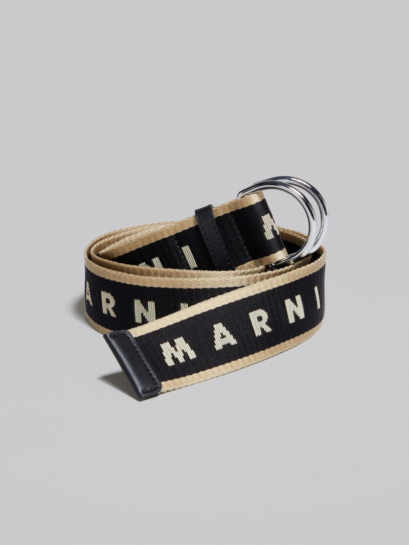 Marni Fabric Slider Belt With Logo Svarta | SEXMI47383