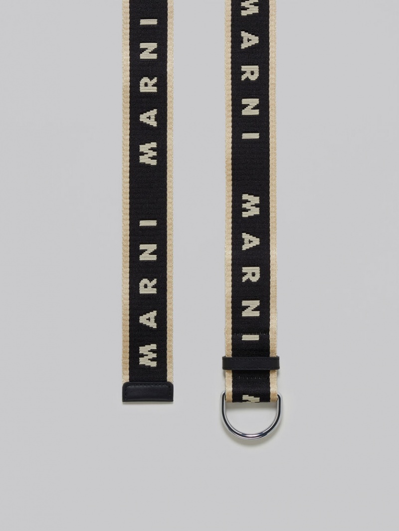 Marni Fabric Slider Belt With Logo Svarta | SEXMI47383