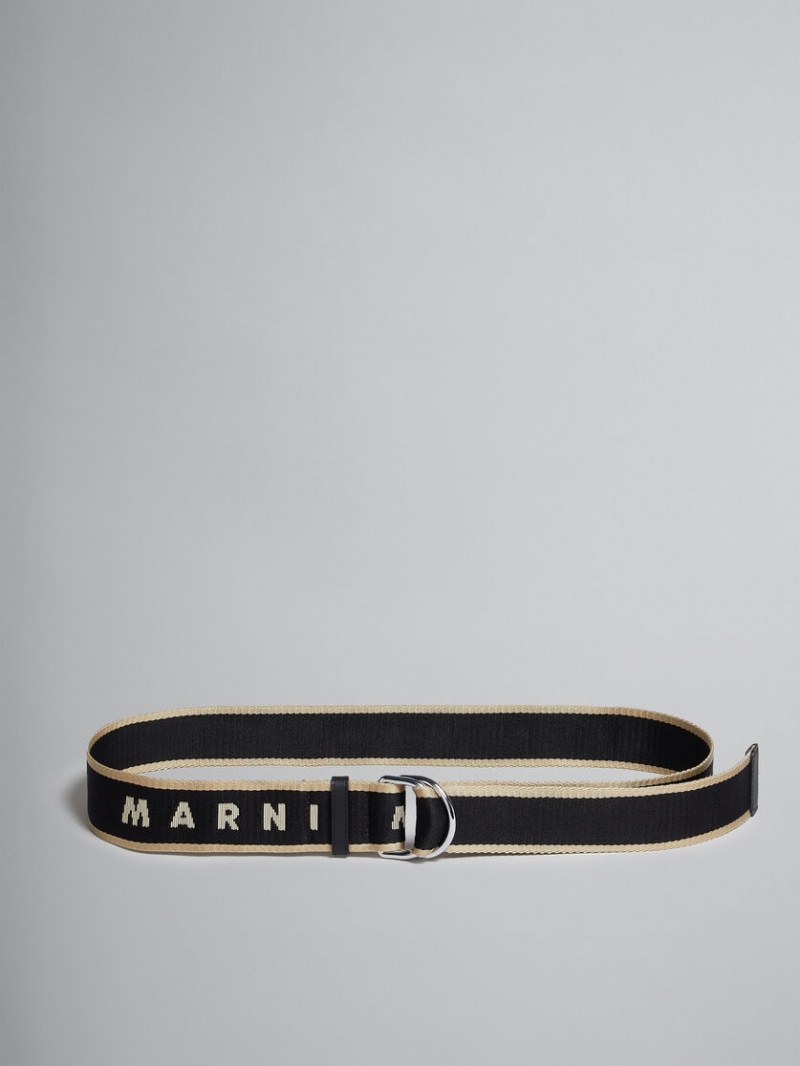 Marni Fabric Slider Belt With Logo Svarta | SEXMI47383