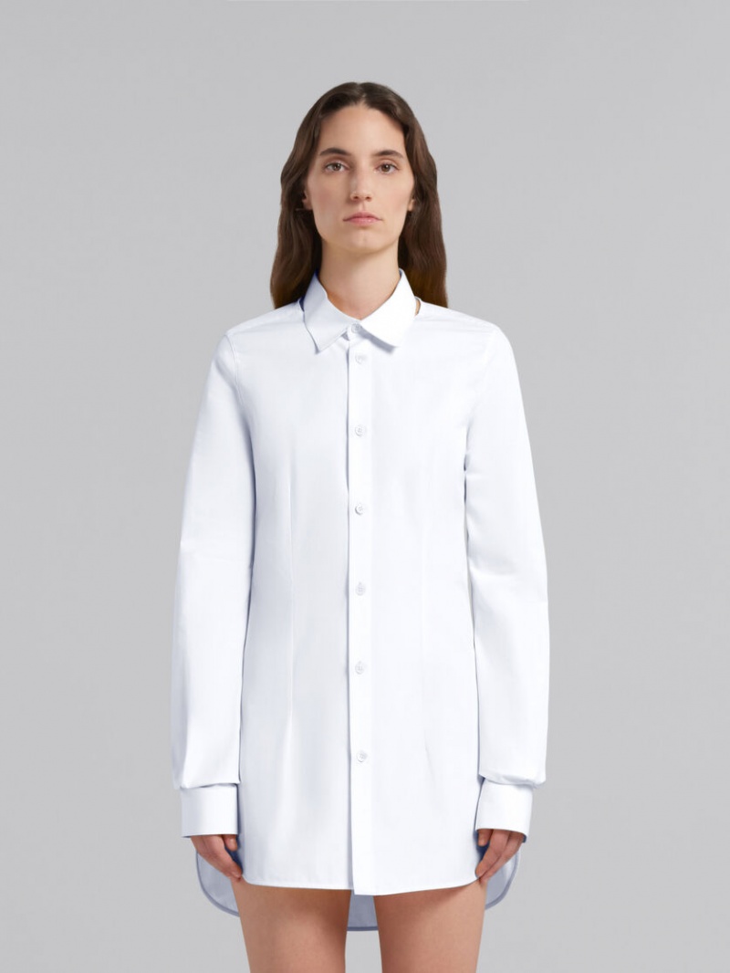 Marni Fitted Poplin Shirt With Balloon Sleeves Vita | ZSENQ98134