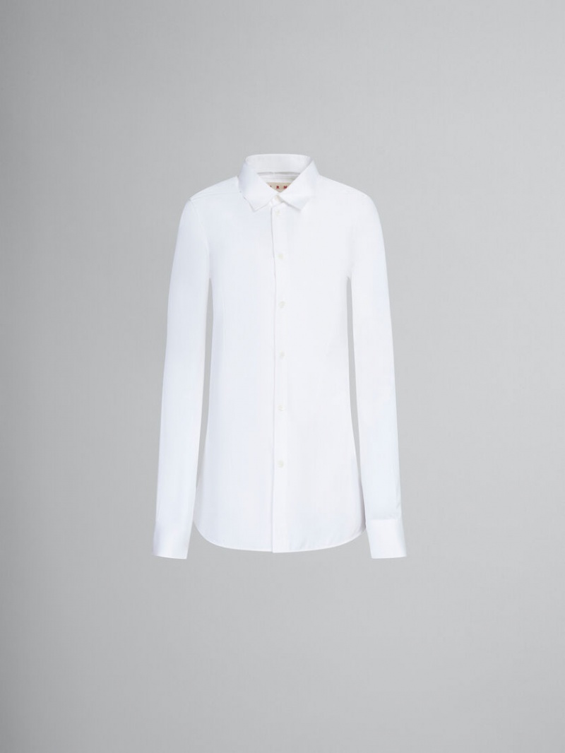 Marni Fitted Poplin Shirt With Balloon Sleeves Vita | ZSENQ98134