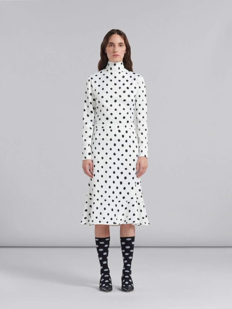 Marni Flared Satin Skirt With Polka Dots Vita | SEZDE30628