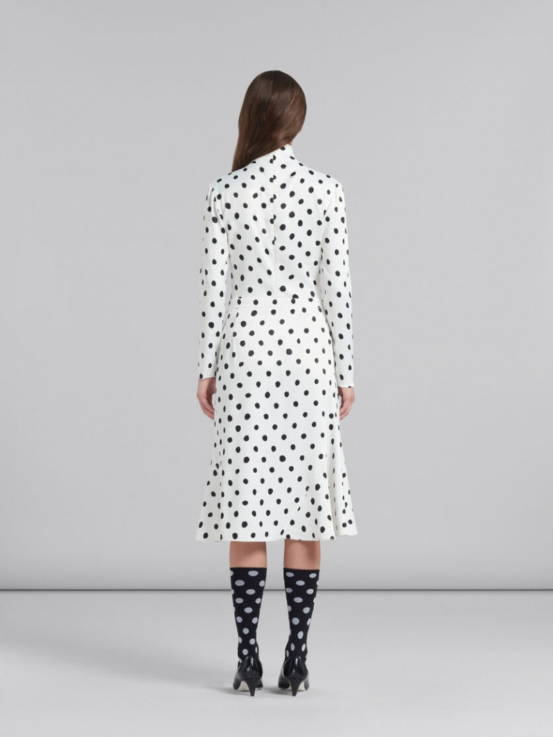 Marni Flared Satin Skirt With Polka Dots Vita | SEZDE30628