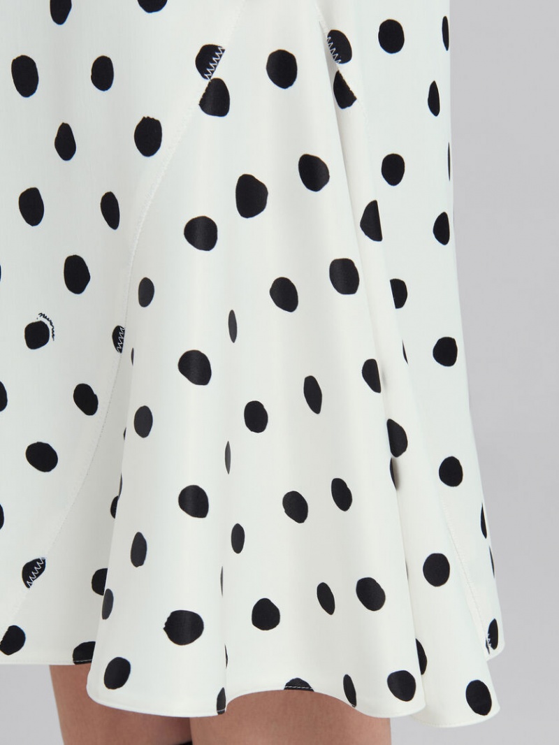 Marni Flared Satin Skirt With Polka Dots Vita | SEZDE30628