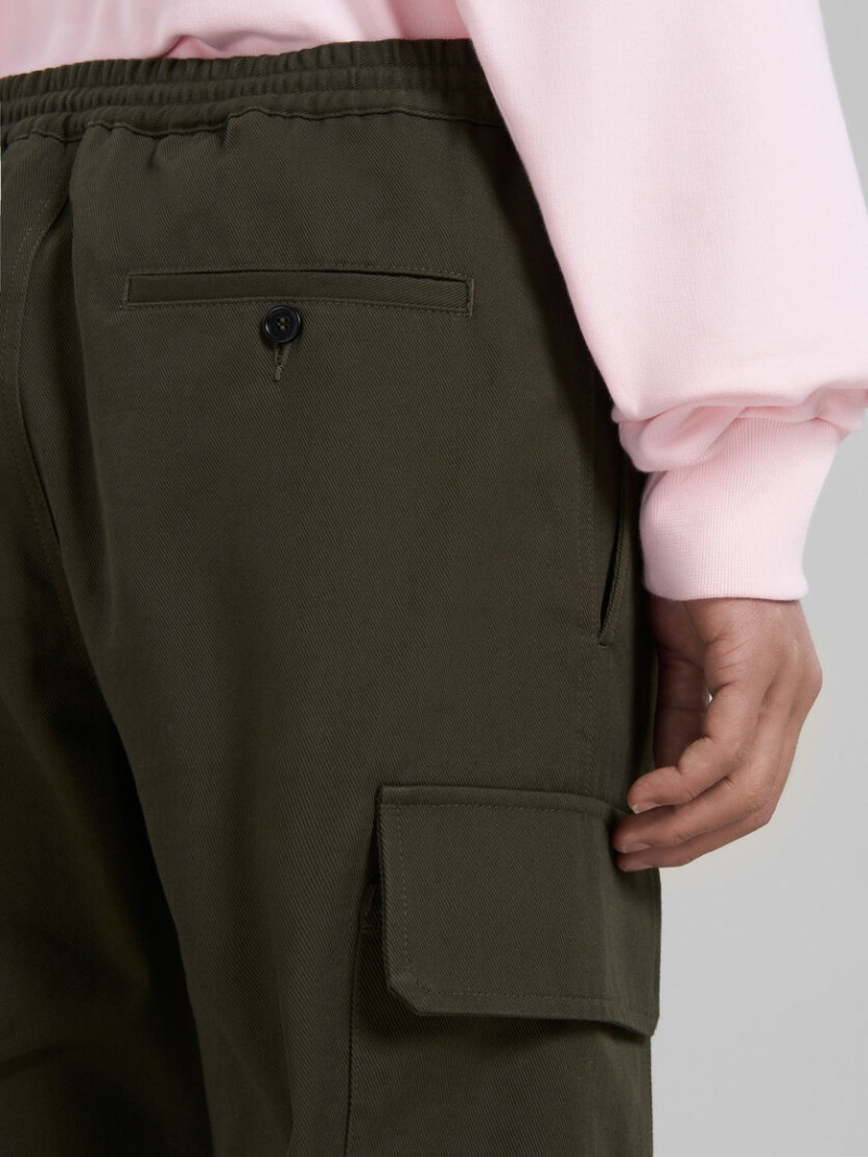 Marni Gabardine Cargo Pants With Drawstring Midja Gröna | SSEVO44980